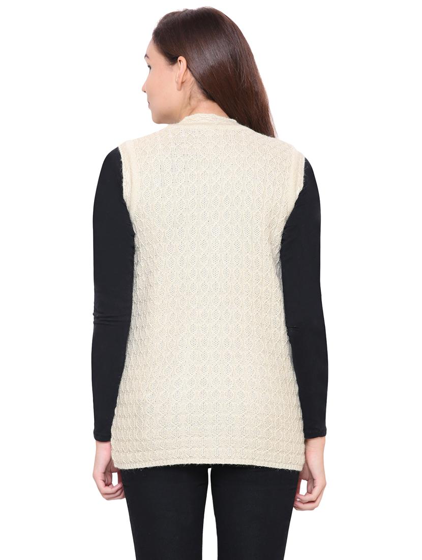 beige cable knit sleeveless cardigan - 15607382 - Standard Image - 2