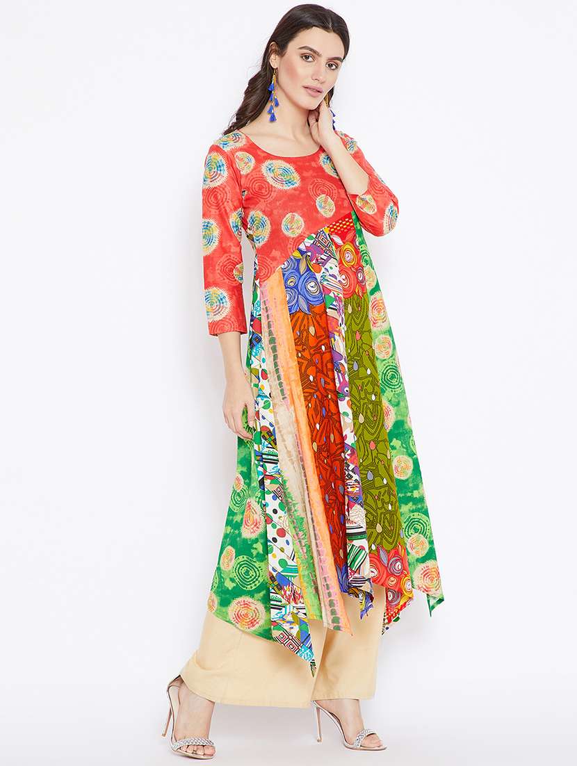 printed asymmetric kurta