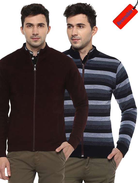 brown acrylic  reversible casual jacket