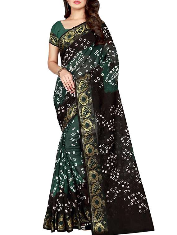 zari bordered bandhani  saree with blouse