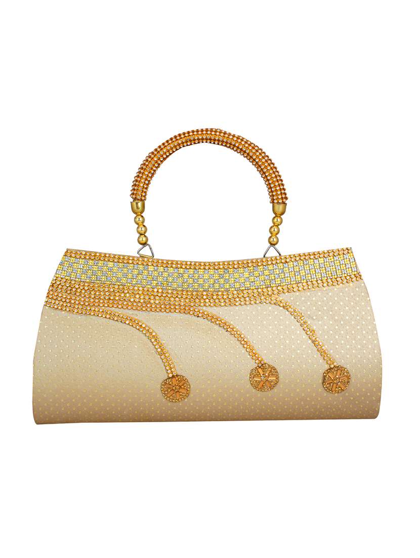 gold leatherette (pu) handbag