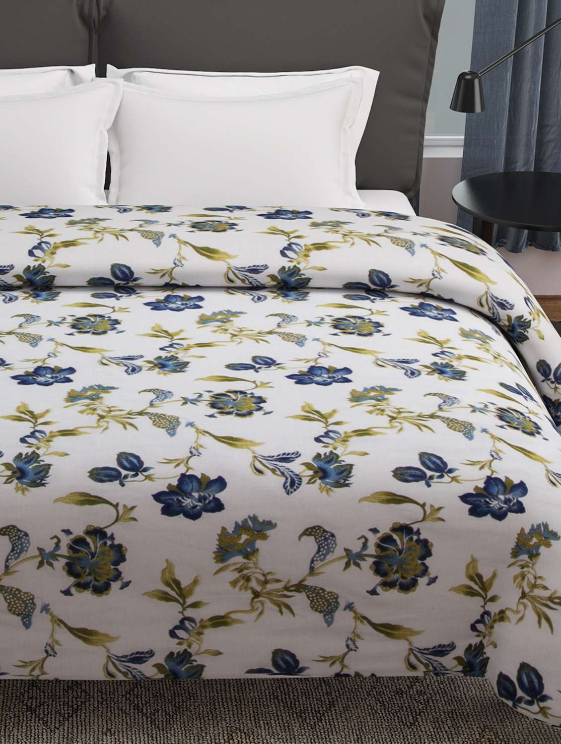 romee cotton blanket quilts and dohar ac blanket floral pattern (90 inch  x 100 inch) white