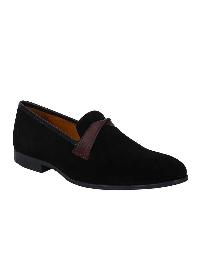 black suede casual slipons