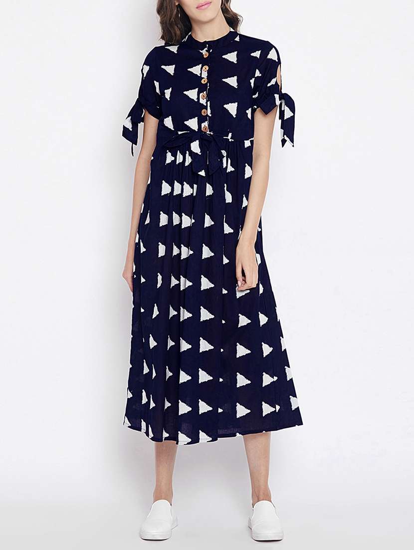 button detail empire line dress