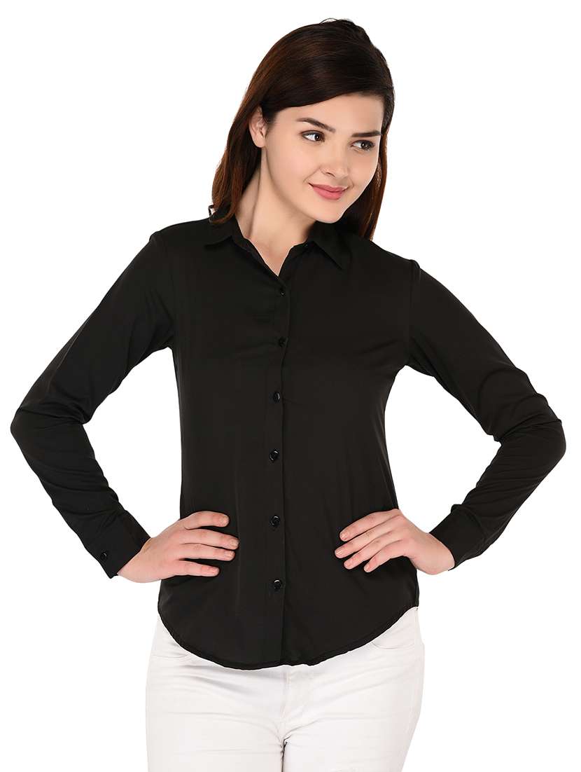 long sleeved curved hem shirt