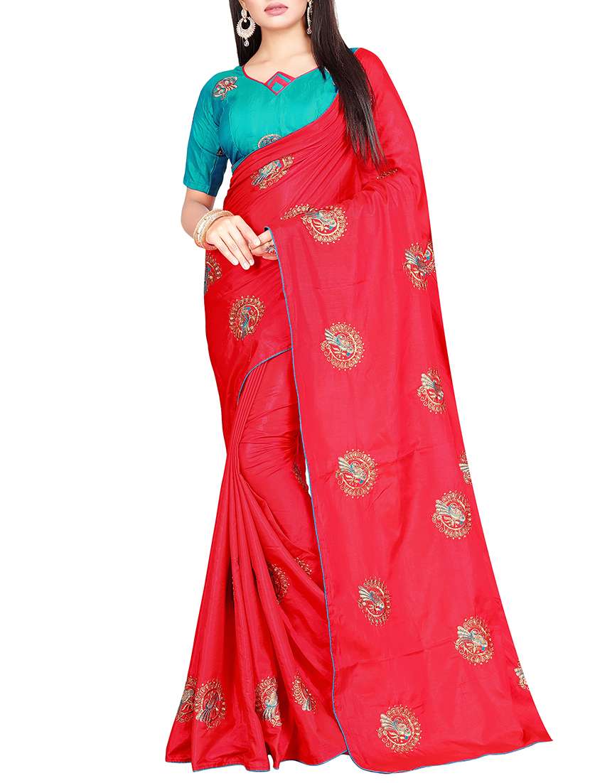 women's embroidered saree with blouse