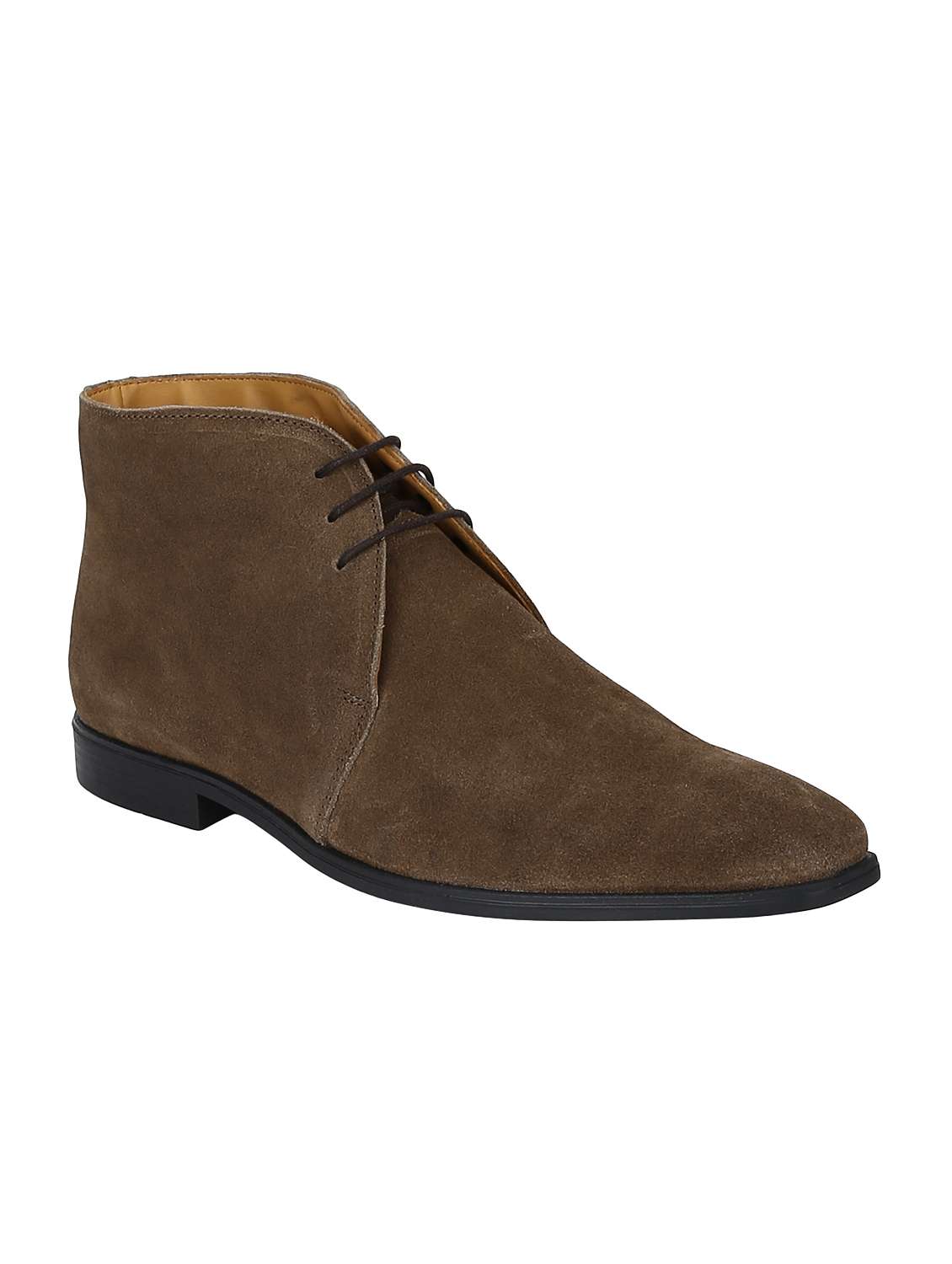 brown suede low ankle boots