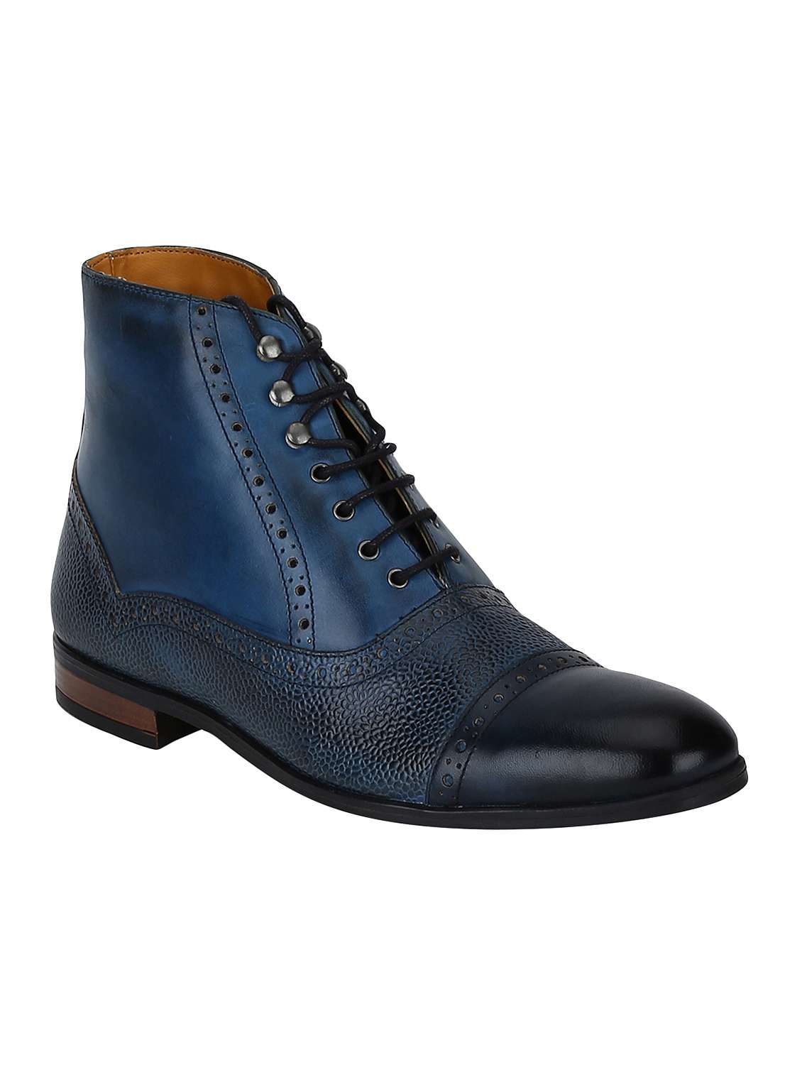 navy leather high ankle boots