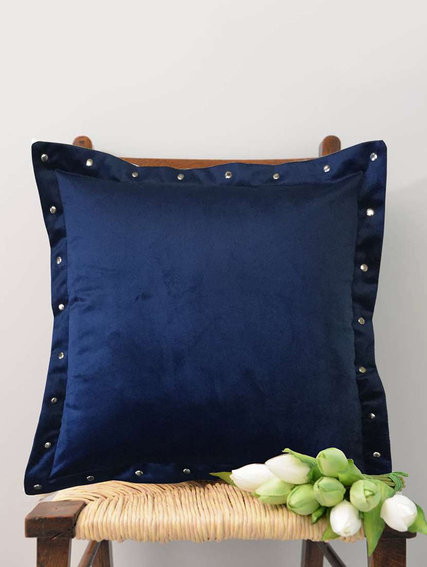 smooth navy blue velvet cushion covers with some metallic oomph (single pc, 16