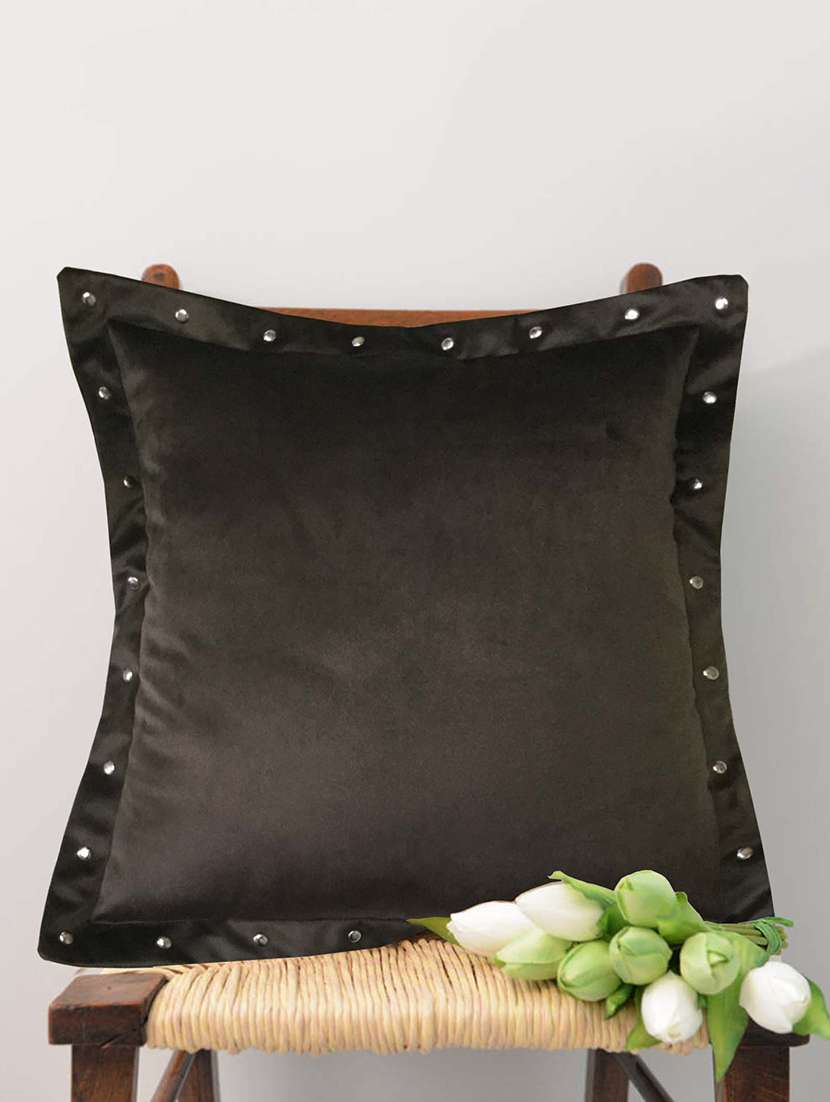 smooth chocolate brown velvet cushion covers with some metallic oomph (single pc, 16