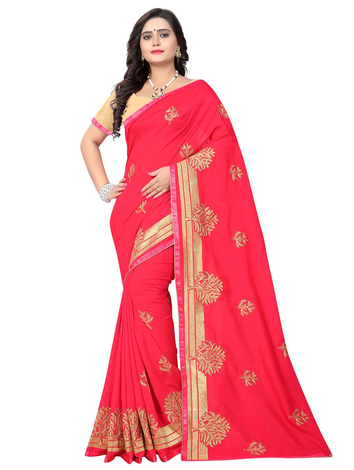 zari embroidered saree with blouse