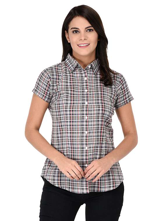 short sleeved checkered shirt