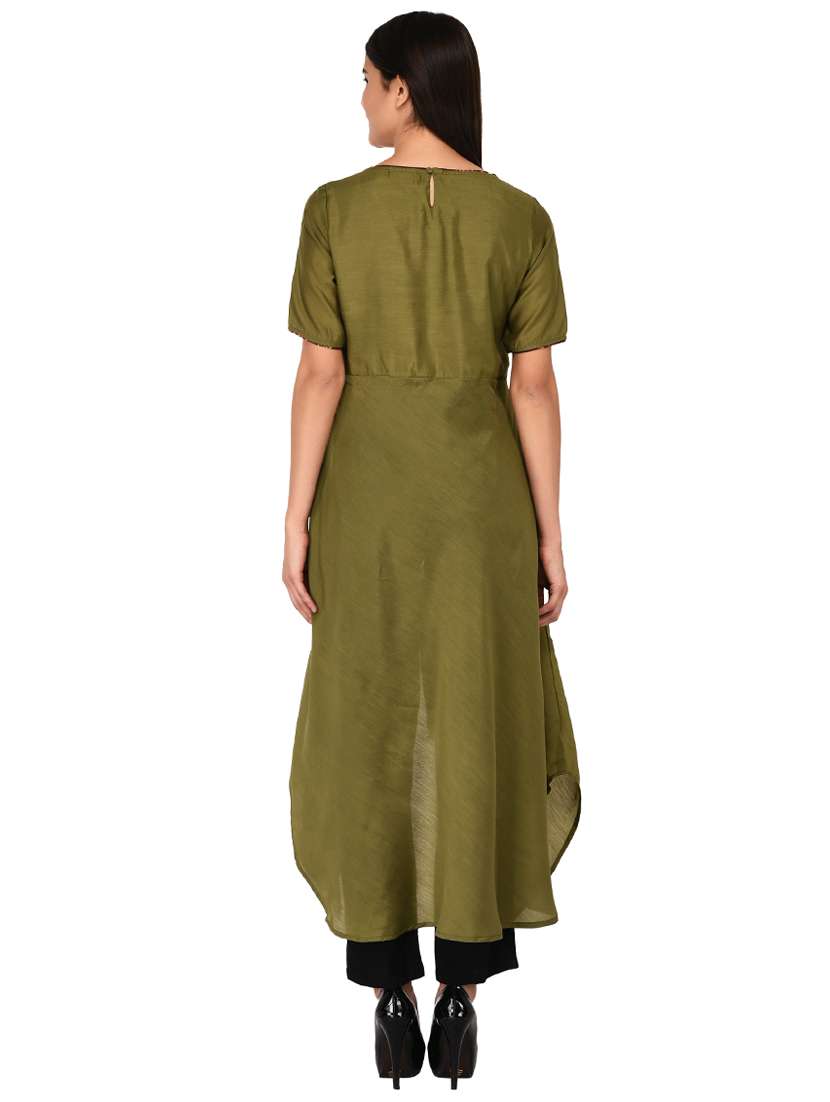 high slit embroidered kurta - 15621211 -  Standard Image - 2
