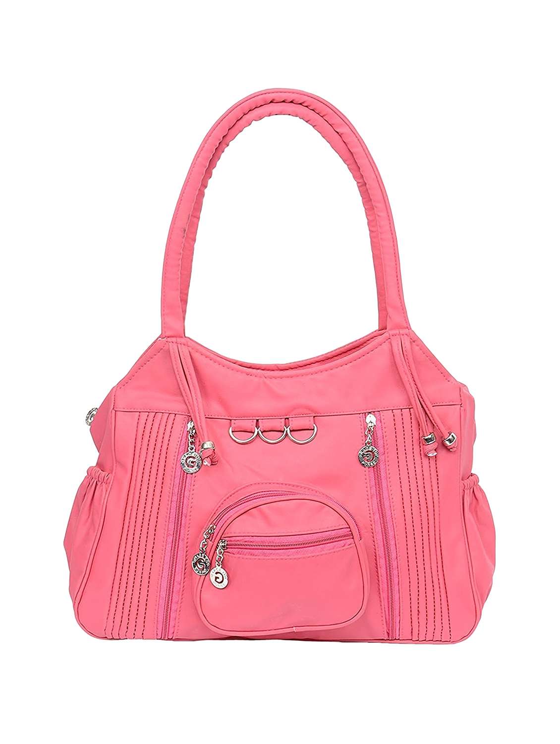 pink leatherette (pu) handbag