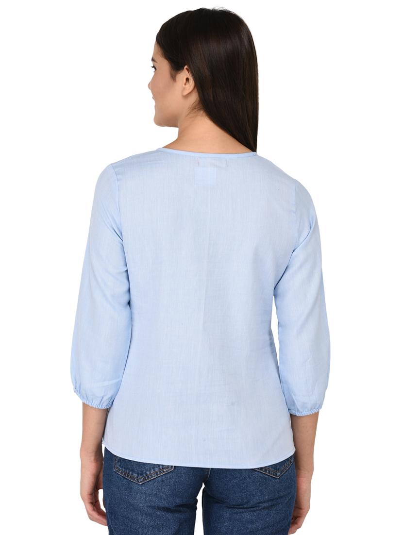 keyhole neck embroidered top - 15623575 - Standard Image - 2