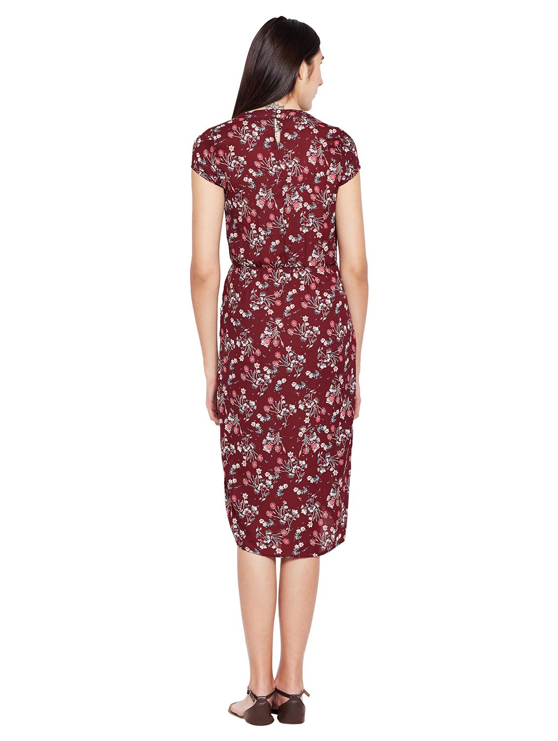tie knot waist front overlap asymmetric dress - 15624372 - Standard Image - 2