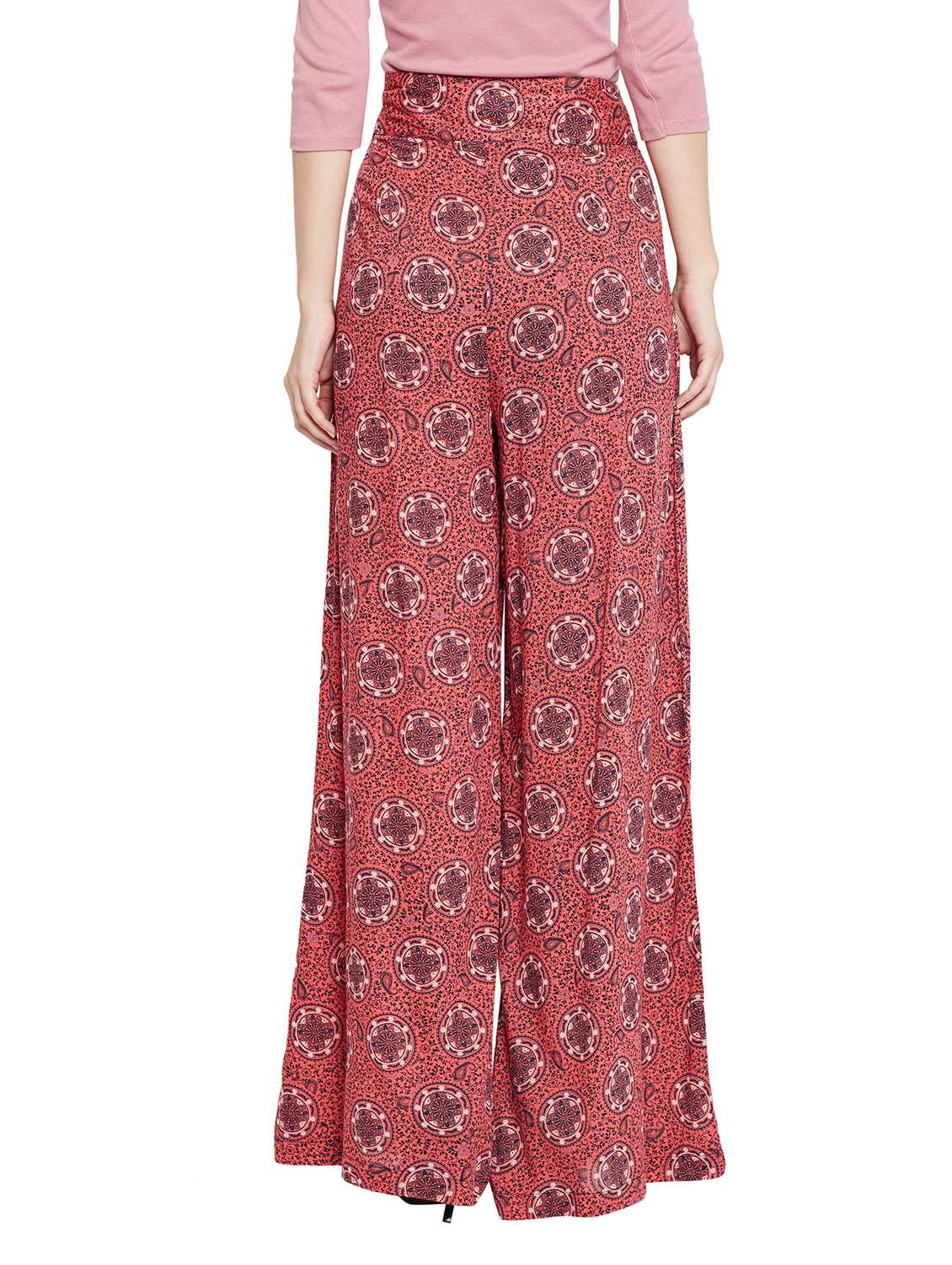 pink printed straight  palazzo - 15624424 -  Standard Image - 2