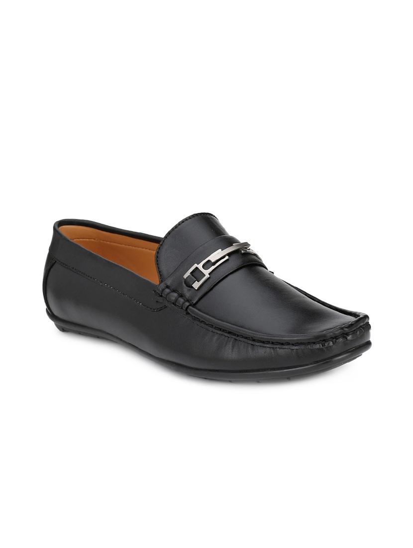black leatherette slip on loafers - 15625671 - Zoom Image - 0