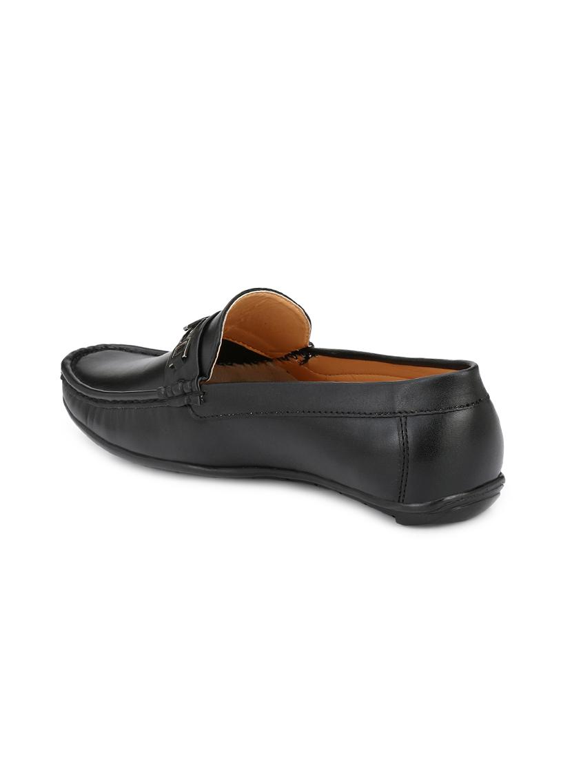 black leatherette slip on loafers - 15625671 - Standard Image - 2