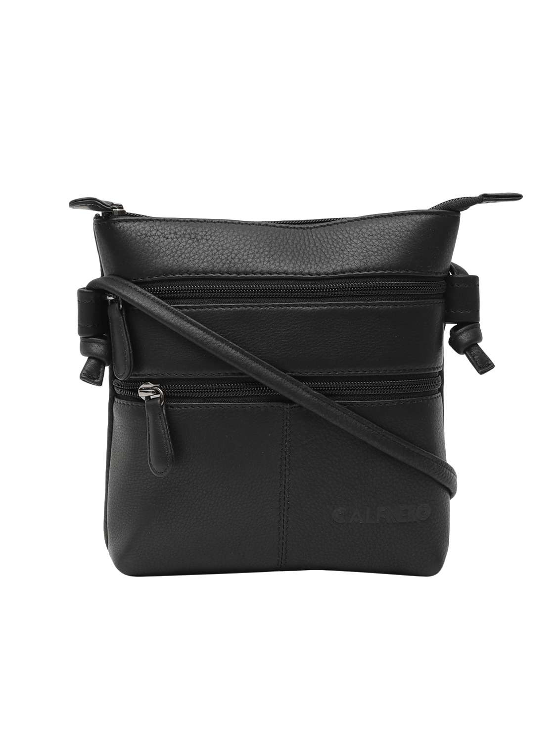 black solid messenger sling bag