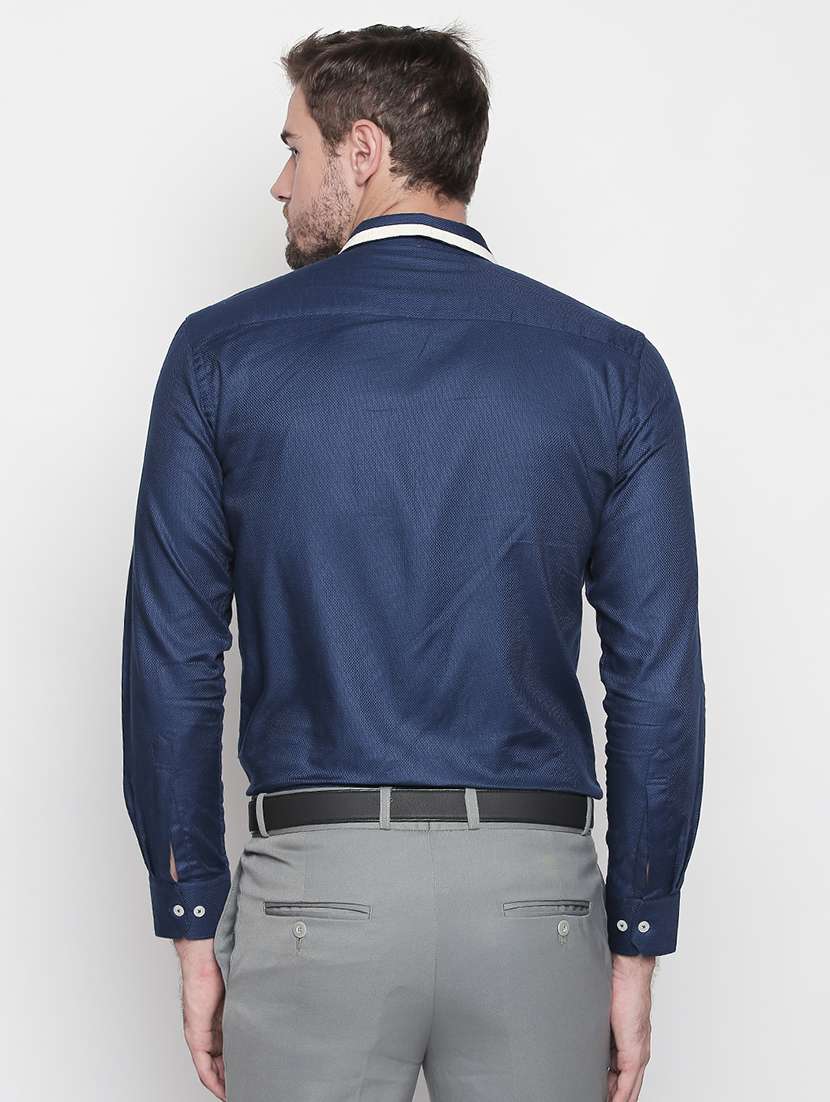 navy blue cotton formal shirt - 15628994 -  Standard Image - 2