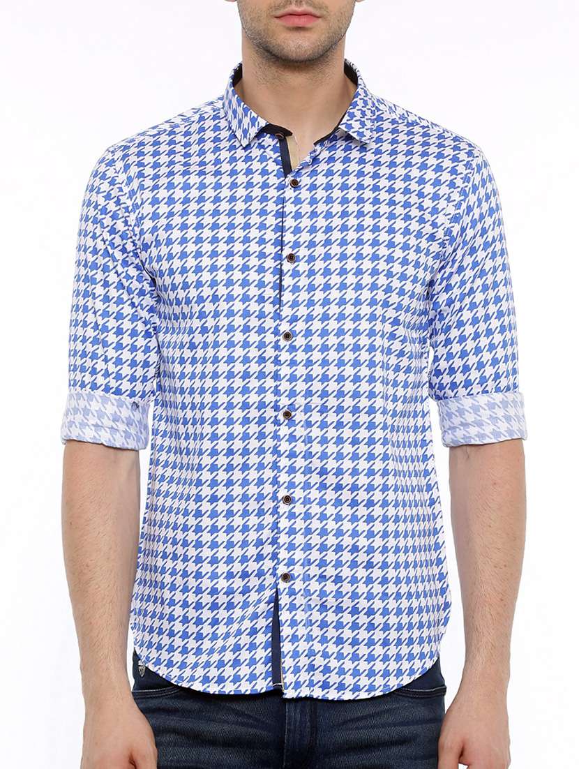 blue cotton casual shirt