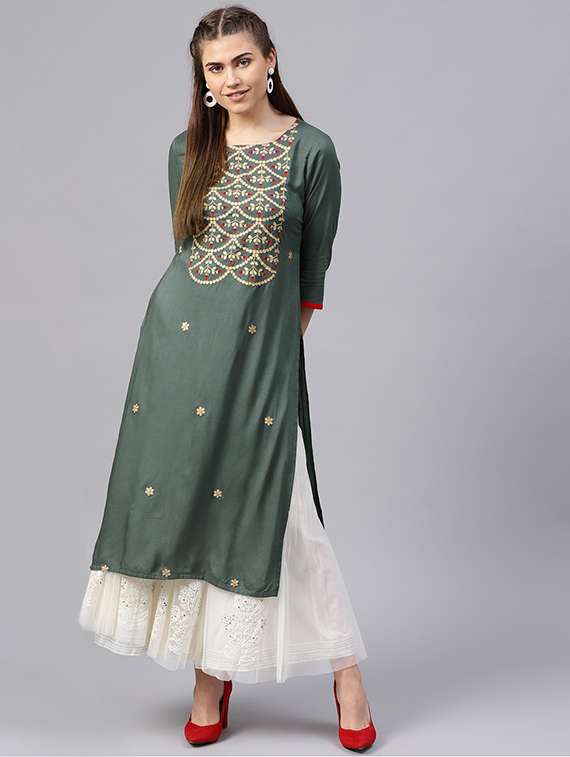 embroidered gotta work kurta