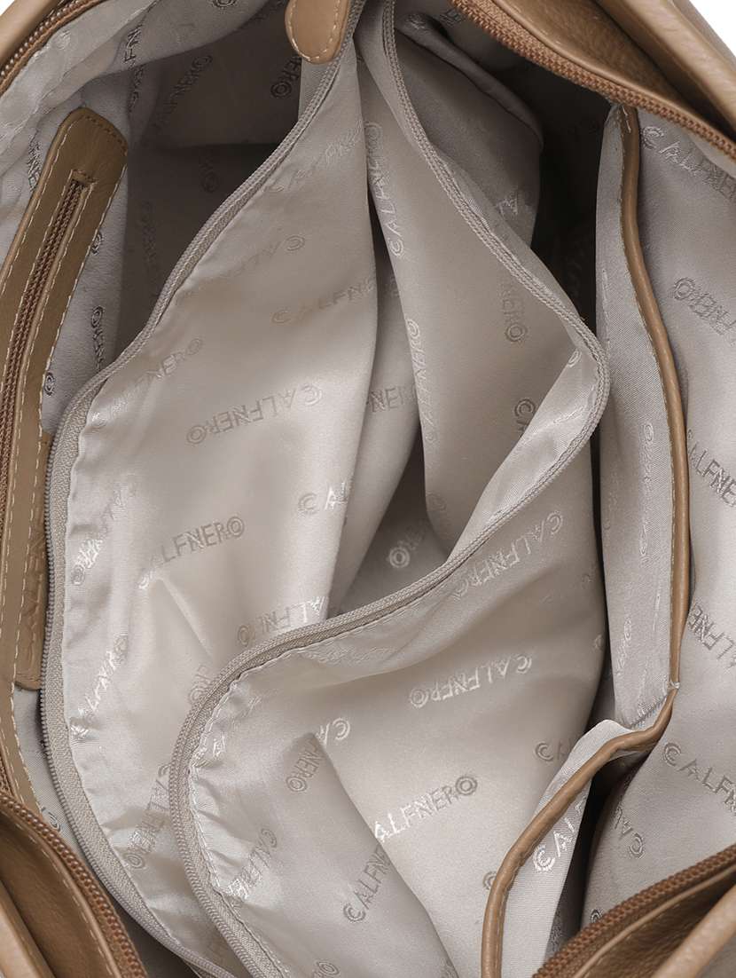 beige leatherette (pu) handbag - 15632077 - Standard Image - 2