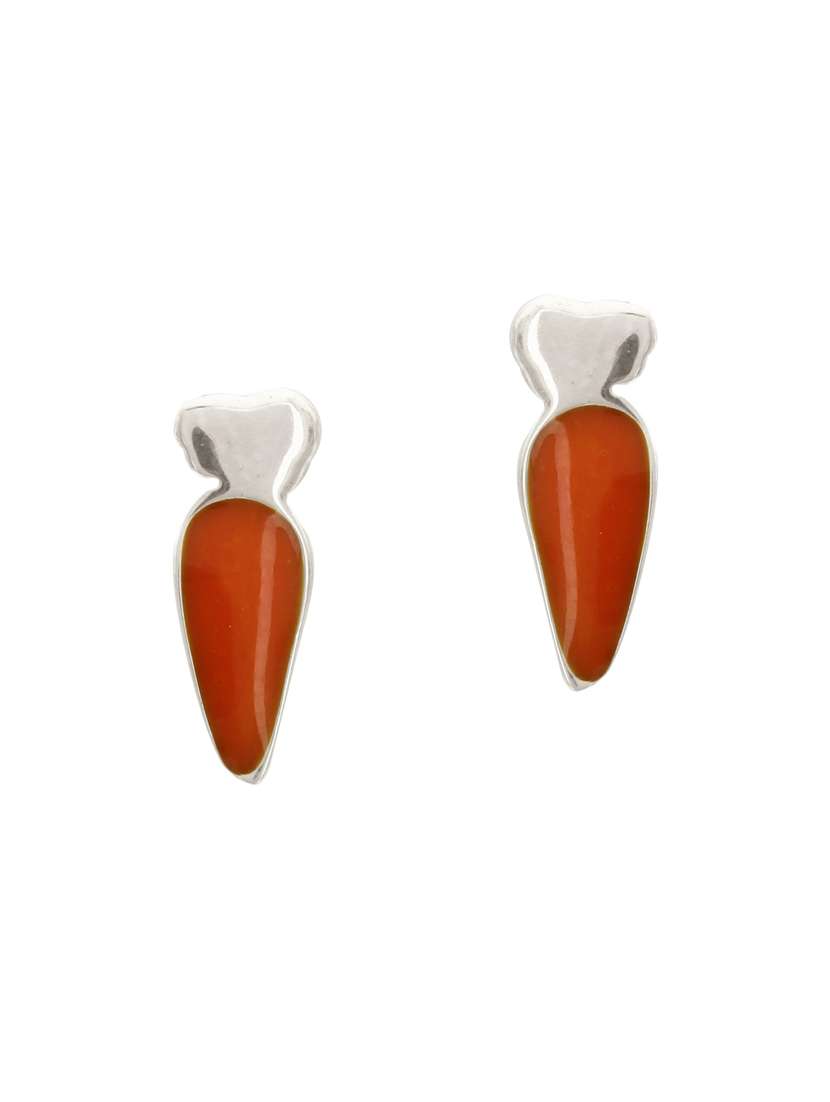 orange silver studs