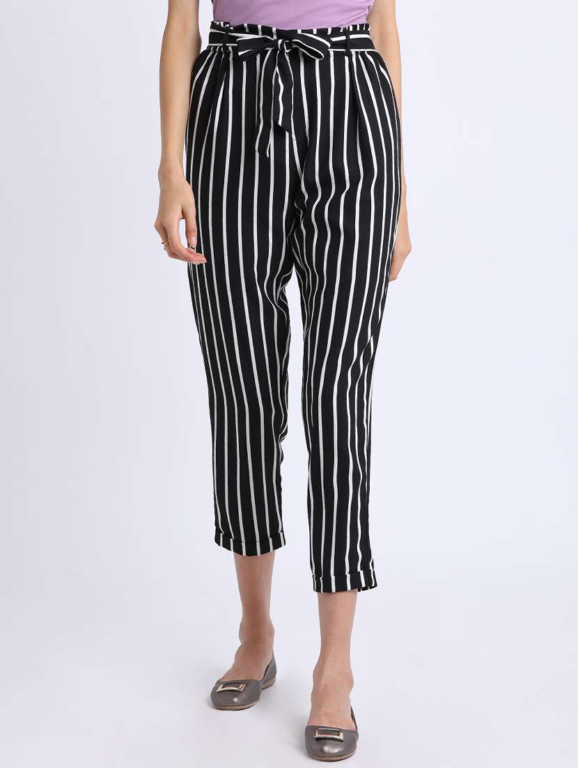 front tie belted cropped trouser