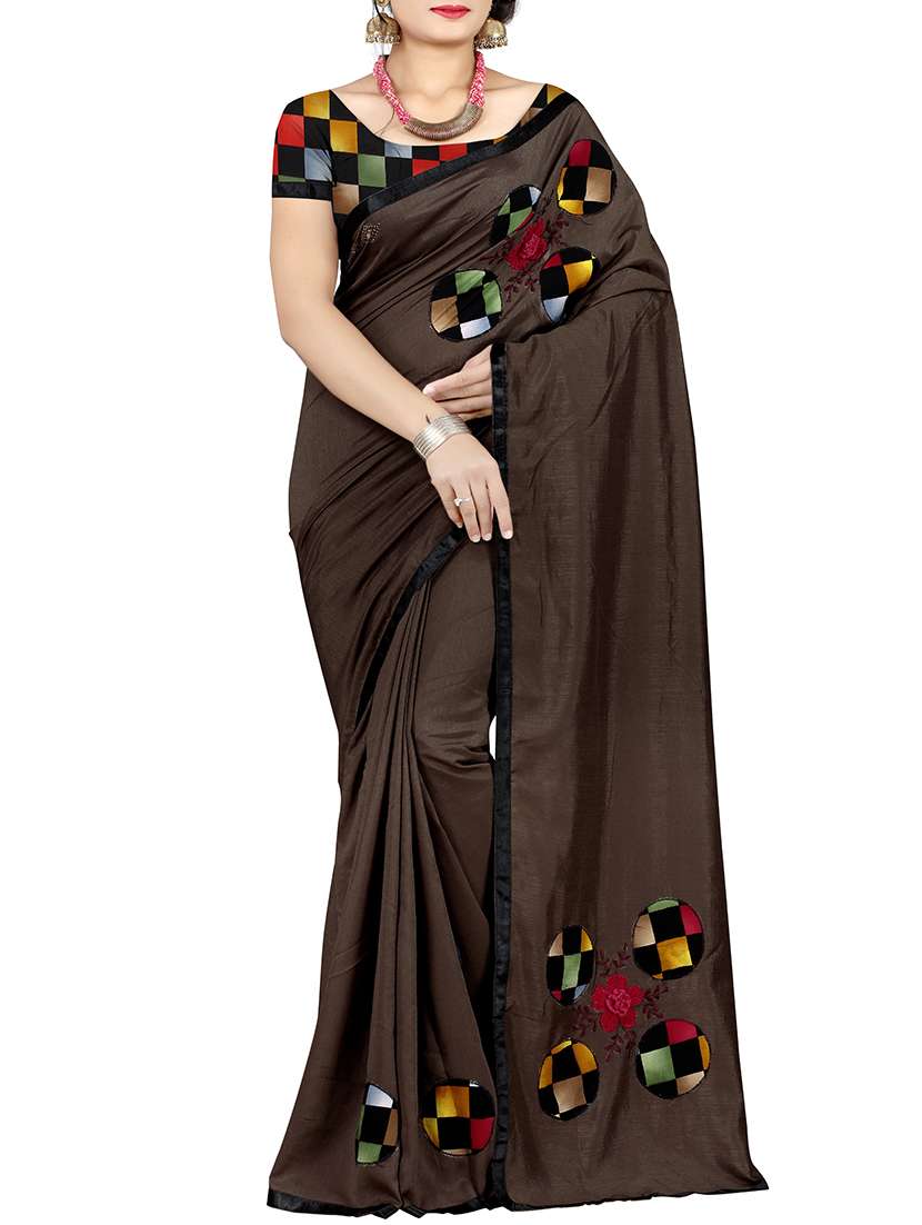geometrical applique work  saree with blouse