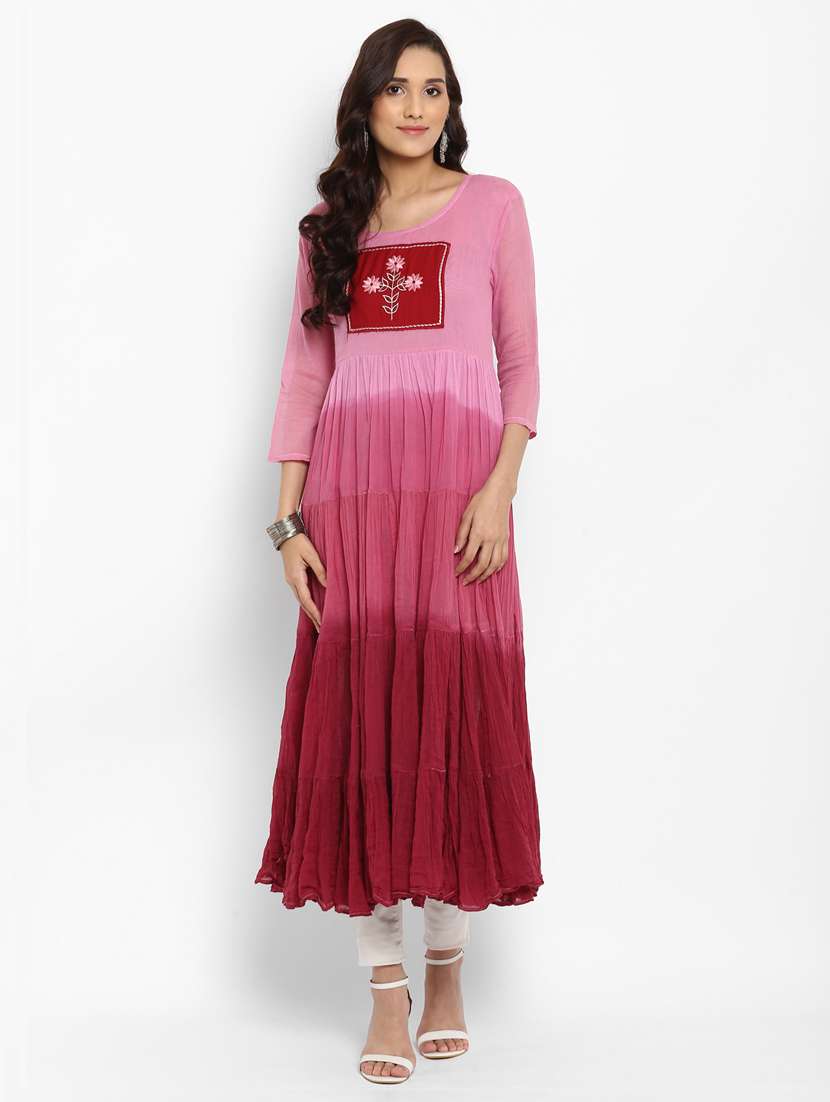 tiered ombre embroidered kurta