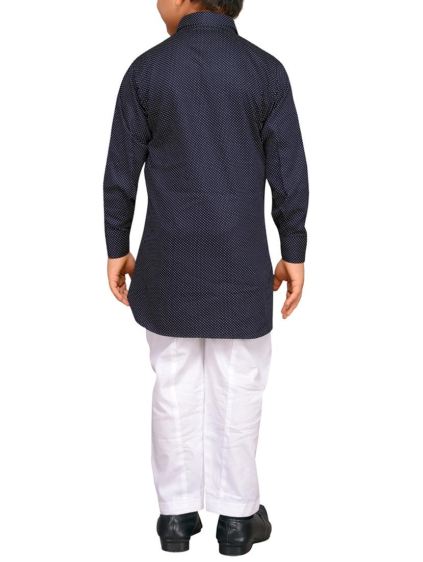 dark blue cotton kurta set - 15641623 - Standard Image - 2