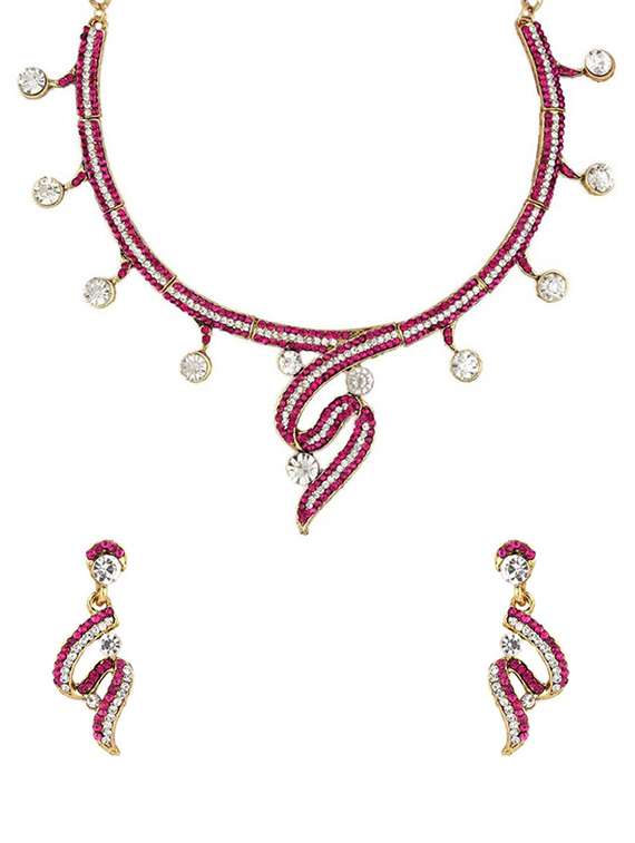 pink necklace & earrings set