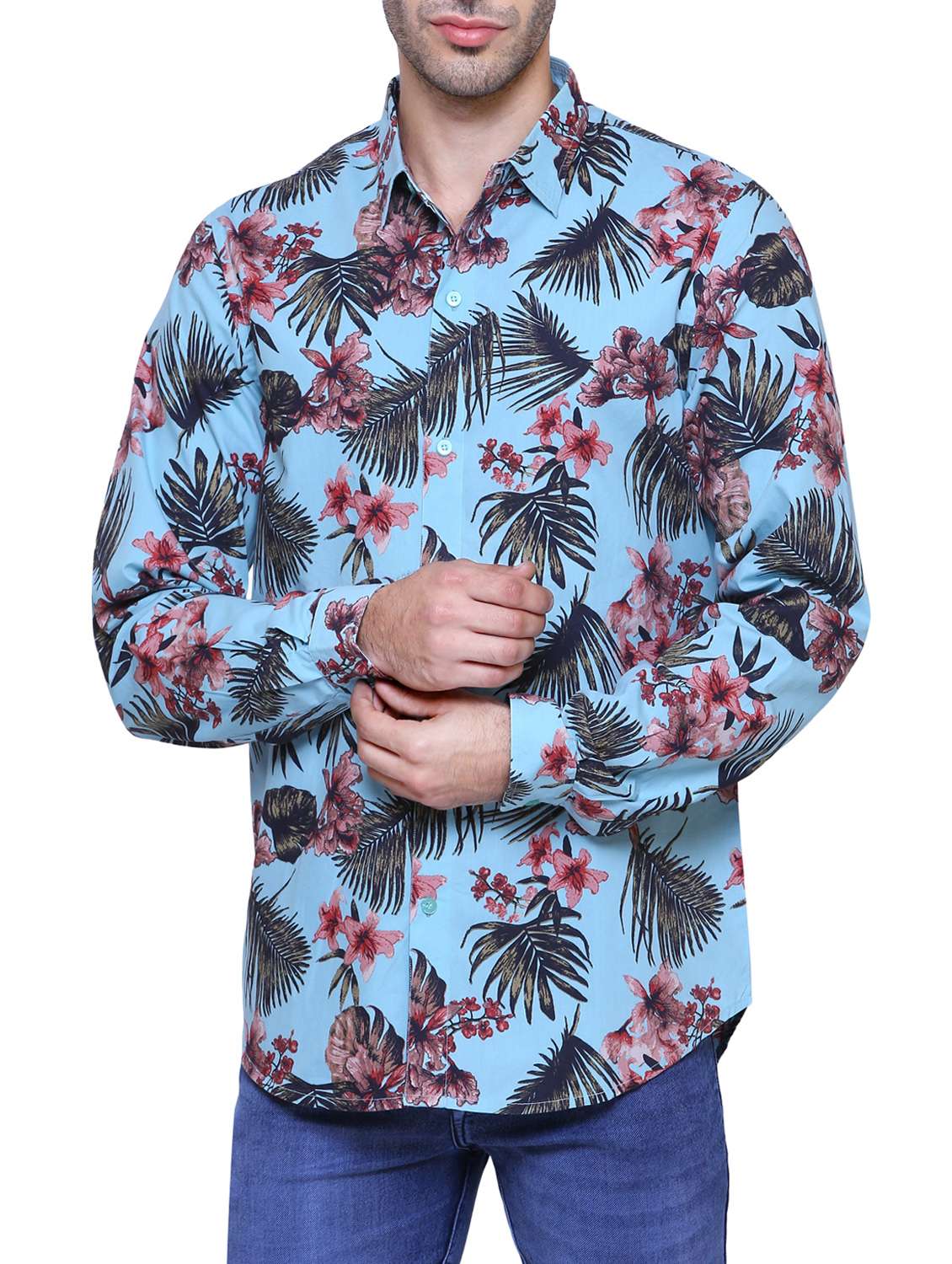 blue cotton casual shirt