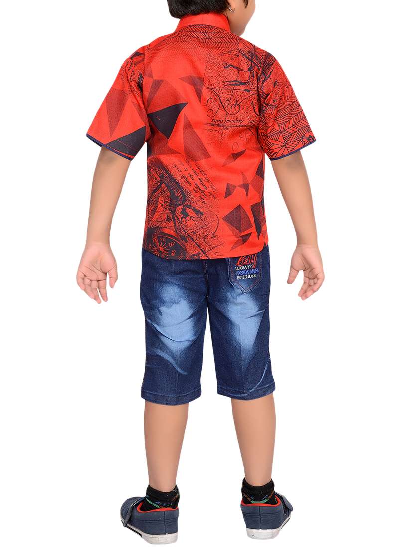 red cotton blend shorts set - 15643428 - Standard Image - 2