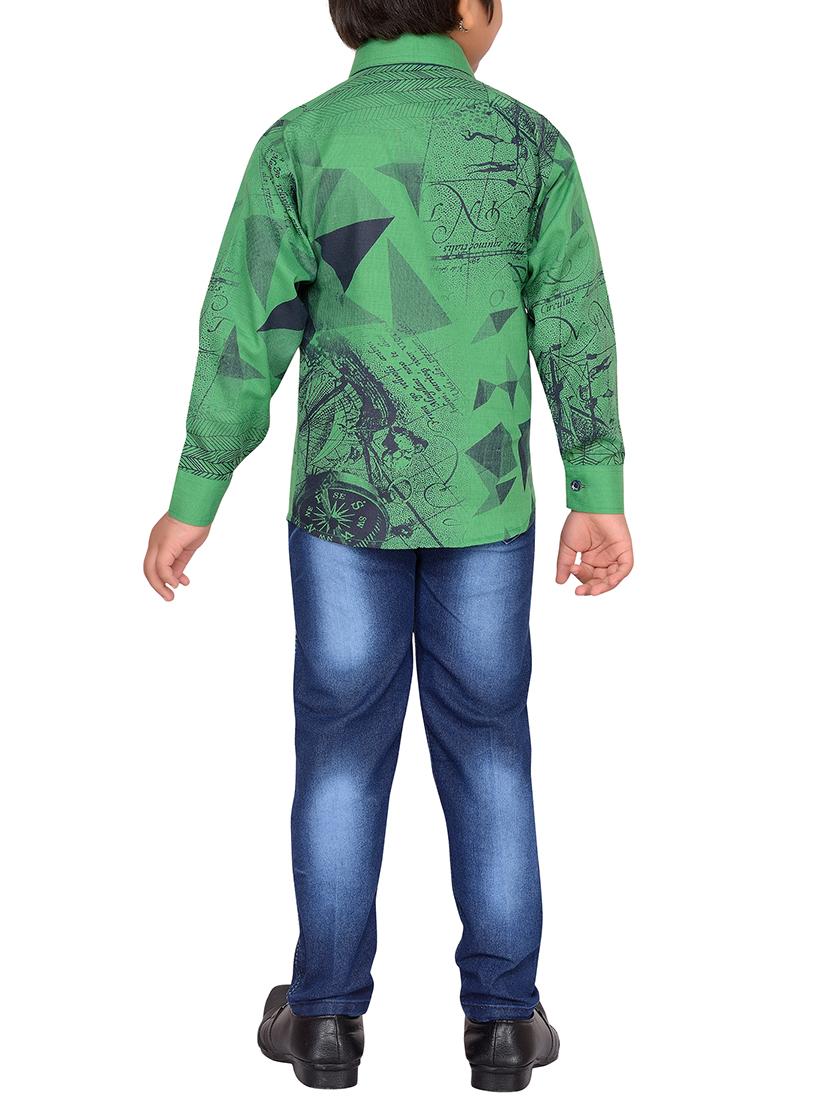 green cotton blend full length set - 15643431 - Standard Image - 2