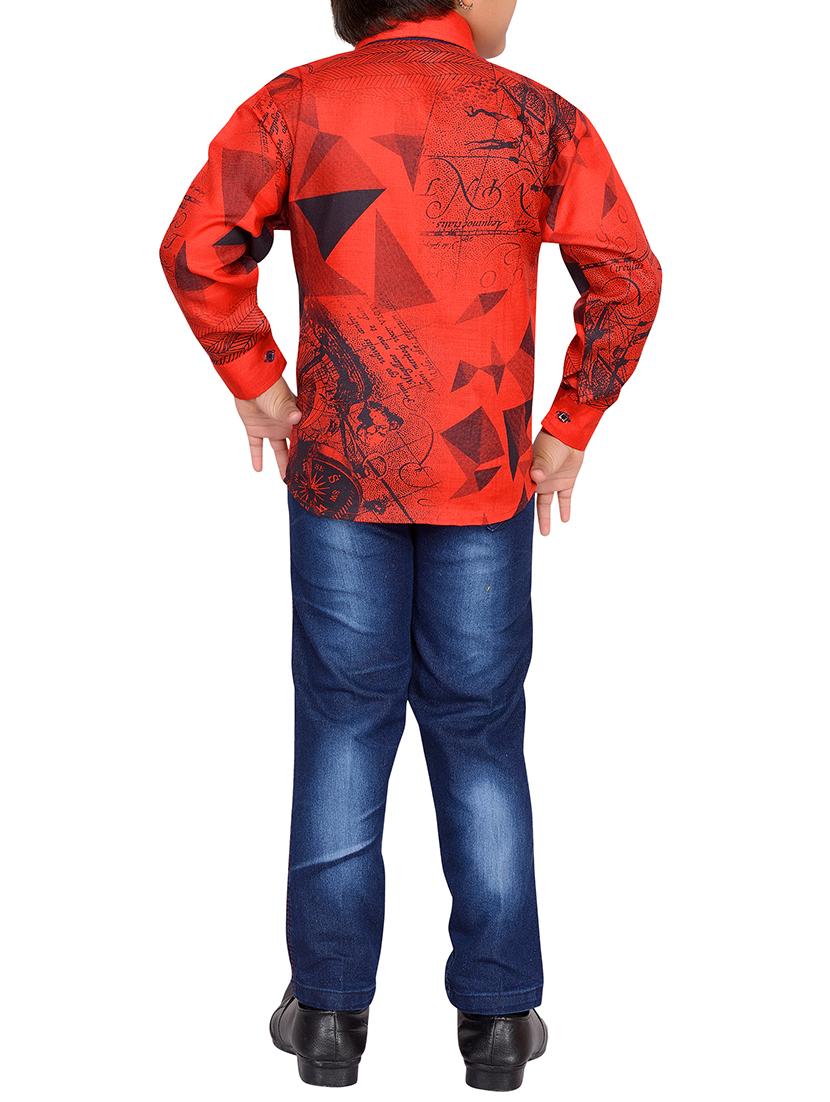 red cotton blend full length set - 15643432 - Standard Image - 2