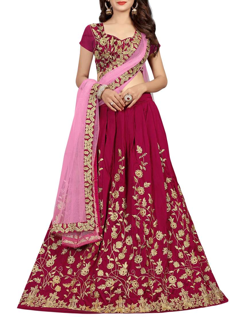 gold zari embroidered flared lehenga