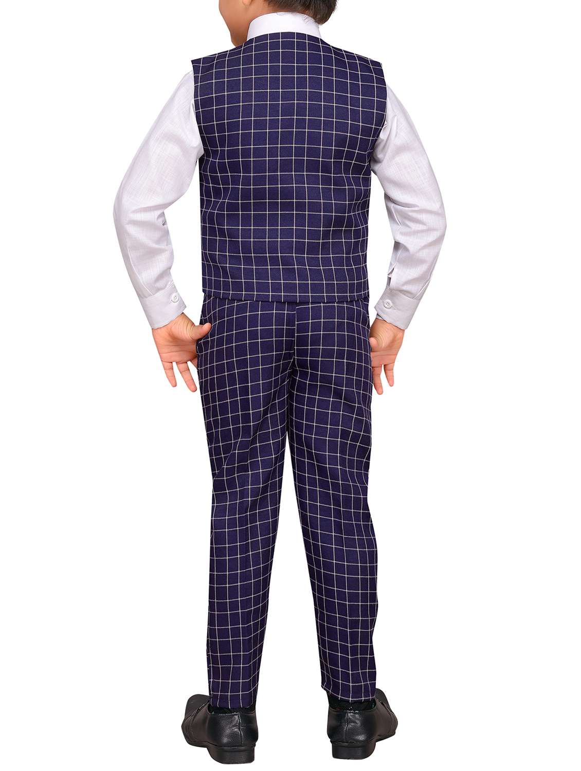 blue cotton blend waistcoat suit set - 15646807 -  Standard Image - 2