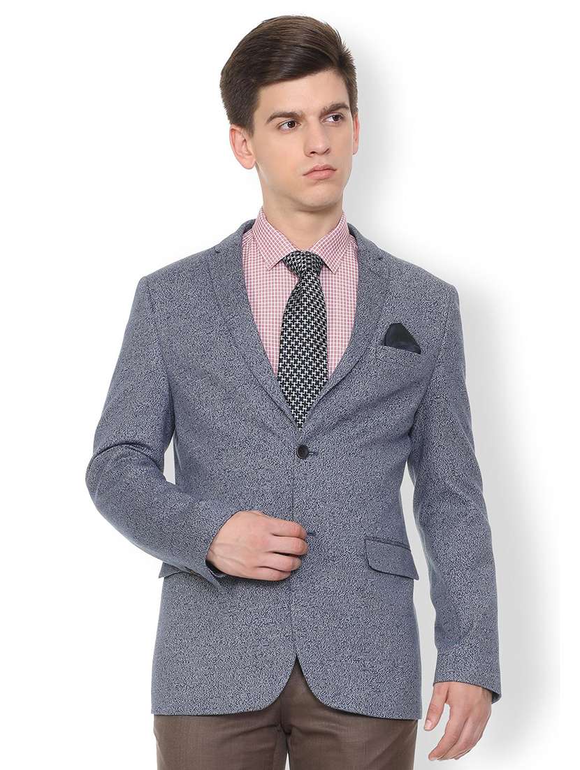 grey cotton single breasted blazer