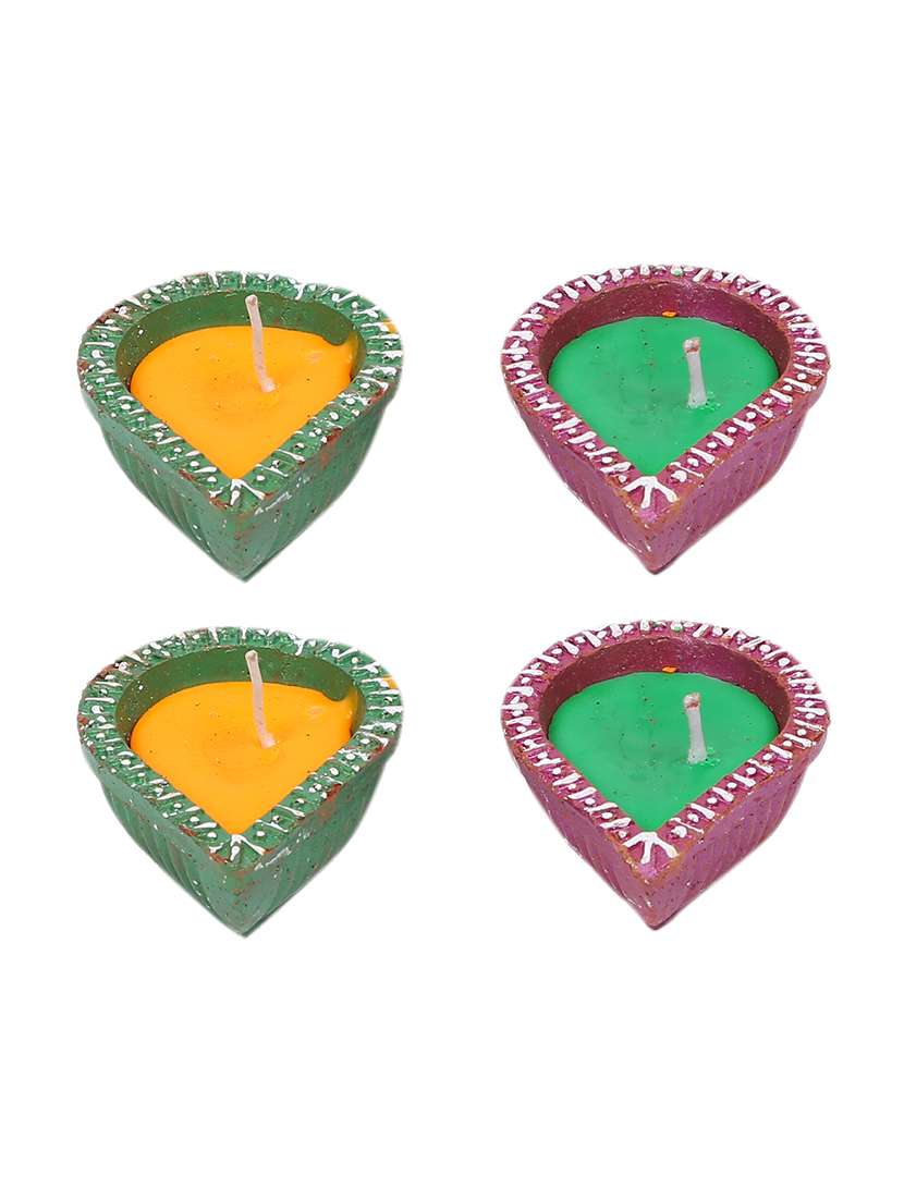 aapno rajasthan traditional painted terracotta diyas- set of 4 - 15649192 -  Standard Image - 2