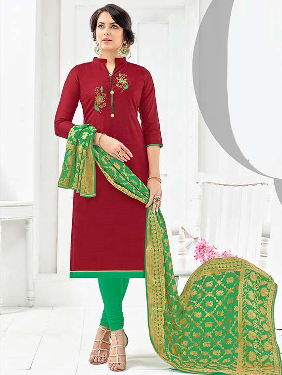 zardosi unstitched churidaar suit