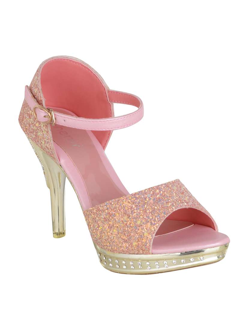 pink faux leather ankle strap sandals