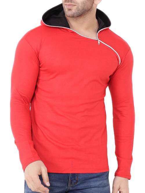 red cotton hooded t-shirt - 15651671 -  Standard Image - 0