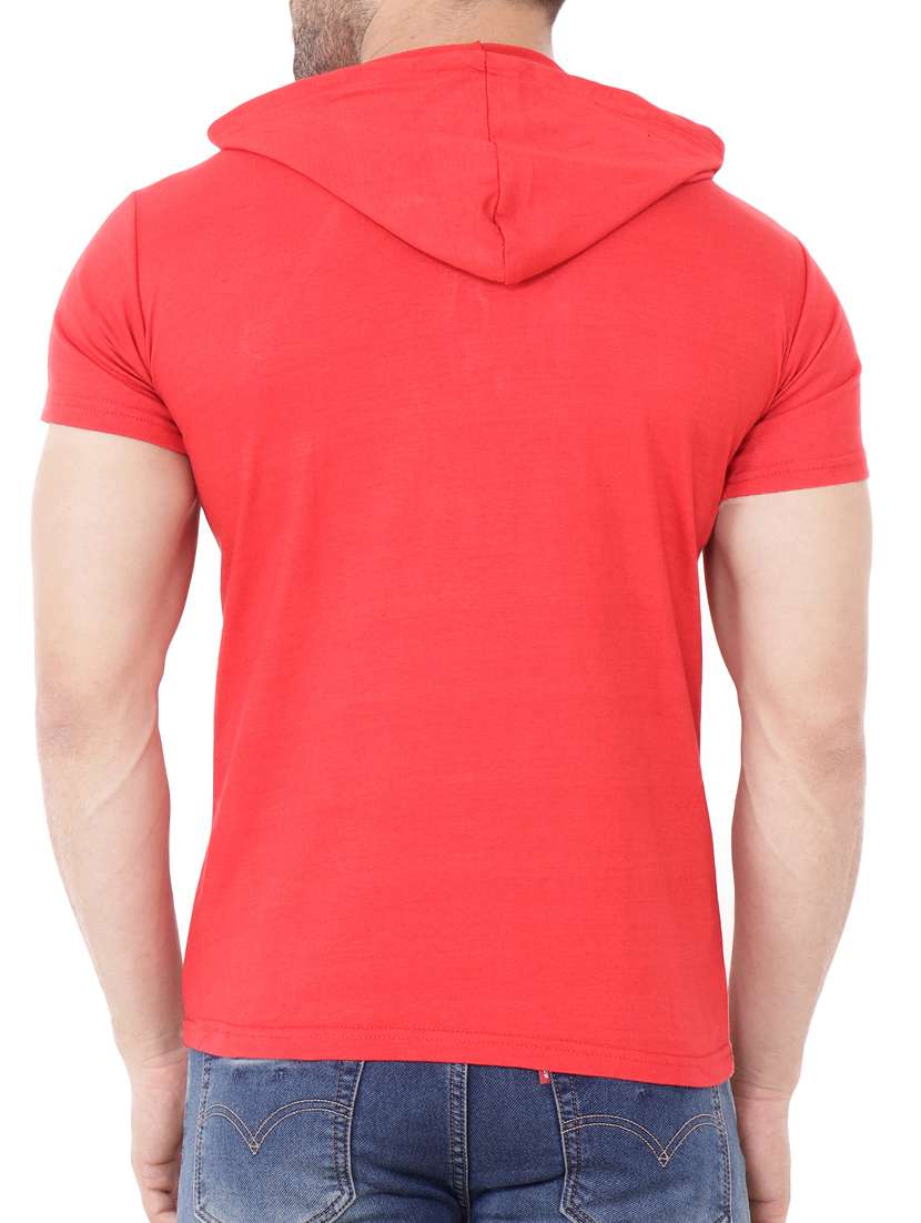red solid hood neck t-shirt - 15651682 -  Standard Image - 2
