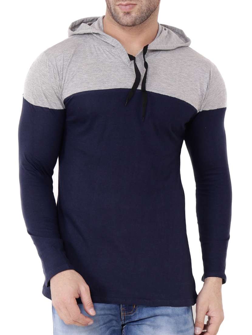 men color block cut & sew hooded t-shirt - 15651691 -  Zoom Image - 0
