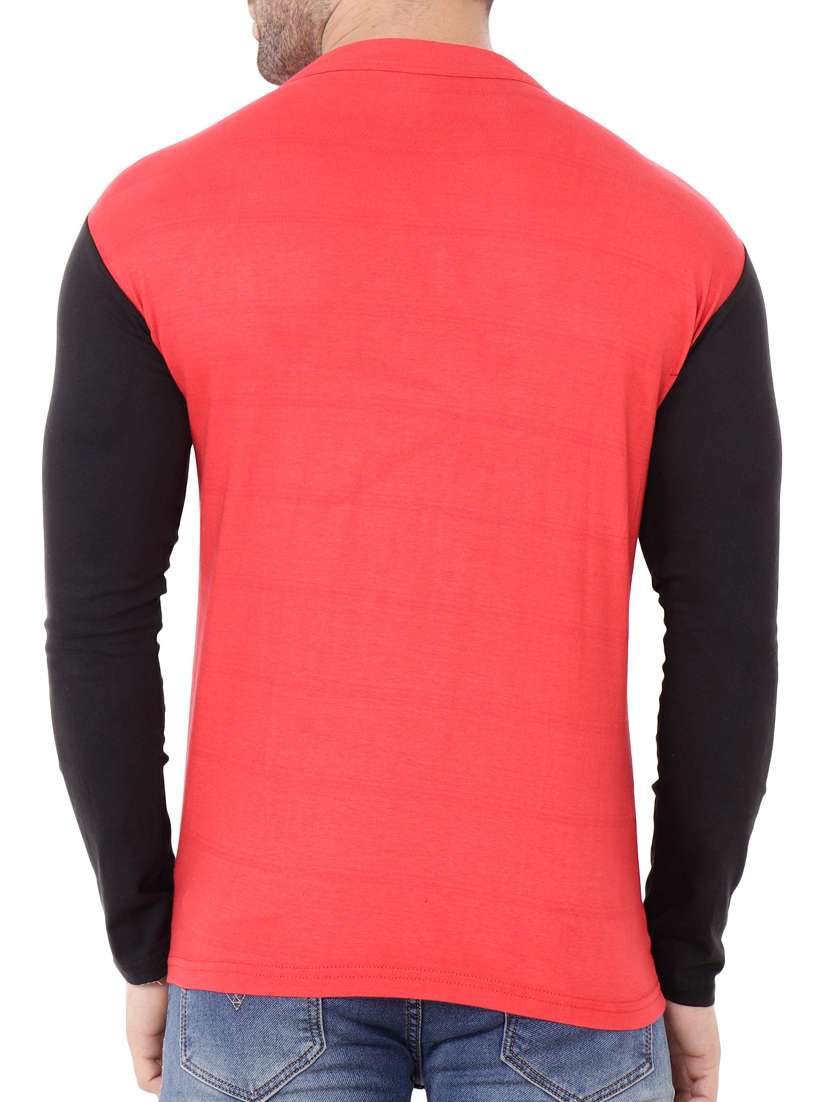 red cotton color block t-shirt - 15651708 - Standard Image - 2