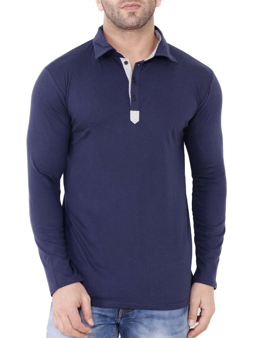 blue solid polo t-shirt