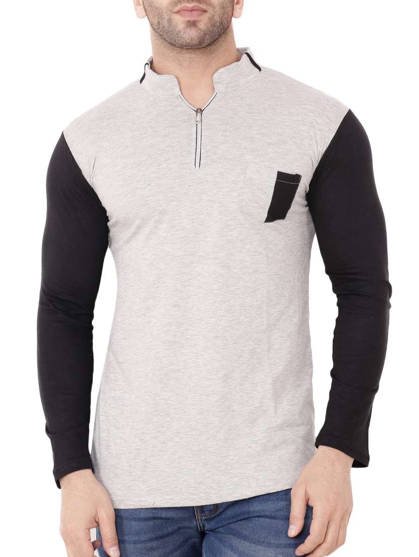 grey cotton color block t-shirt